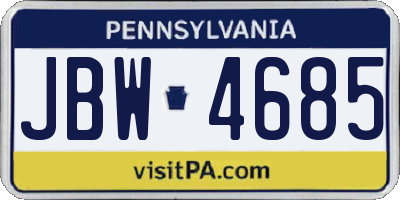 PA license plate JBW4685