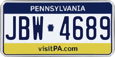PA license plate JBW4689