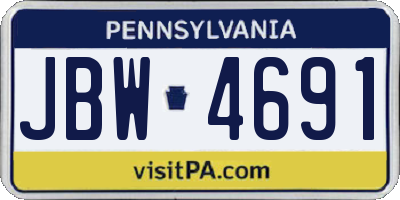 PA license plate JBW4691