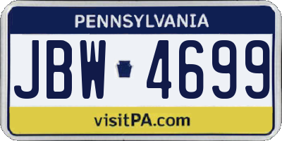 PA license plate JBW4699