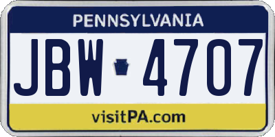 PA license plate JBW4707
