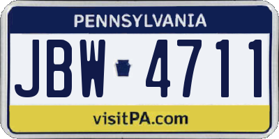 PA license plate JBW4711