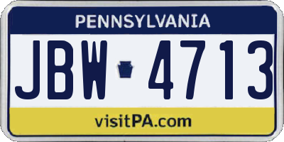 PA license plate JBW4713