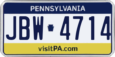 PA license plate JBW4714