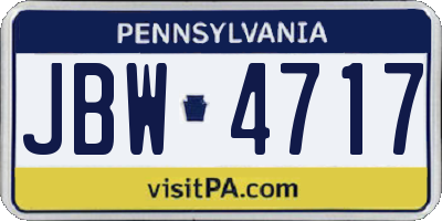 PA license plate JBW4717