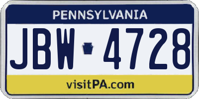 PA license plate JBW4728
