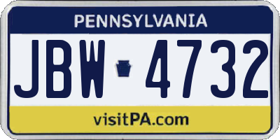 PA license plate JBW4732