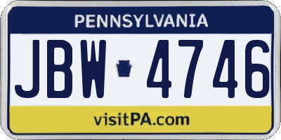 PA license plate JBW4746