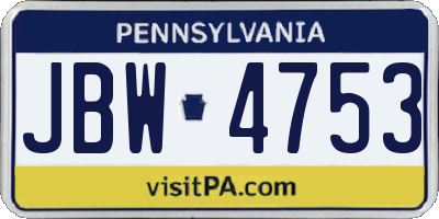 PA license plate JBW4753