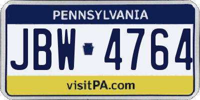 PA license plate JBW4764
