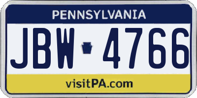 PA license plate JBW4766