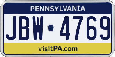 PA license plate JBW4769