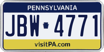 PA license plate JBW4771
