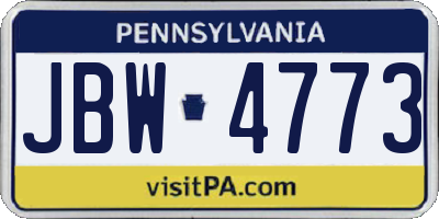 PA license plate JBW4773