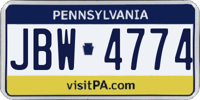PA license plate JBW4774