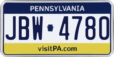 PA license plate JBW4780