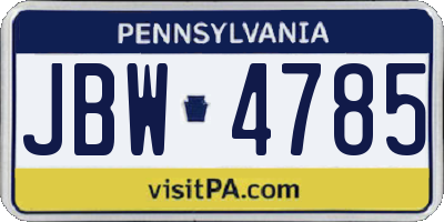 PA license plate JBW4785