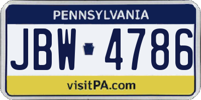 PA license plate JBW4786