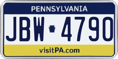 PA license plate JBW4790