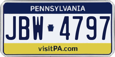 PA license plate JBW4797