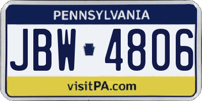 PA license plate JBW4806