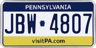 PA license plate JBW4807