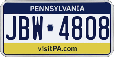 PA license plate JBW4808