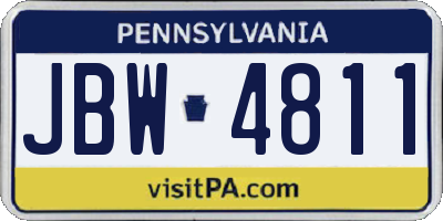 PA license plate JBW4811