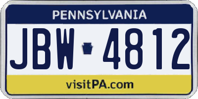 PA license plate JBW4812