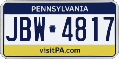 PA license plate JBW4817
