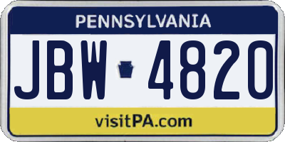 PA license plate JBW4820