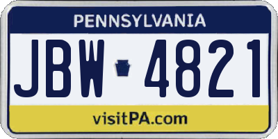 PA license plate JBW4821
