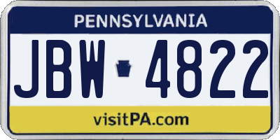 PA license plate JBW4822