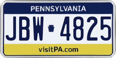 PA license plate JBW4825