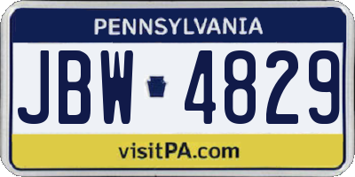 PA license plate JBW4829