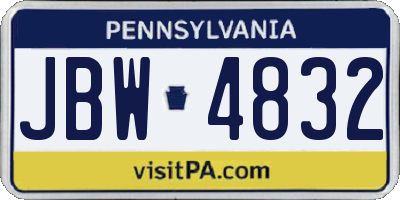 PA license plate JBW4832