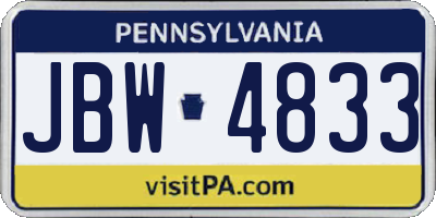 PA license plate JBW4833