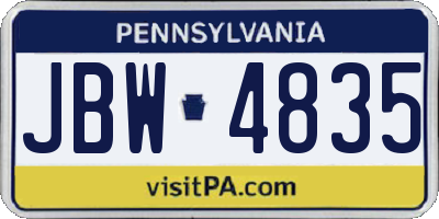 PA license plate JBW4835