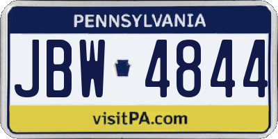 PA license plate JBW4844