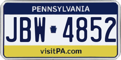 PA license plate JBW4852