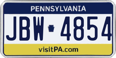 PA license plate JBW4854