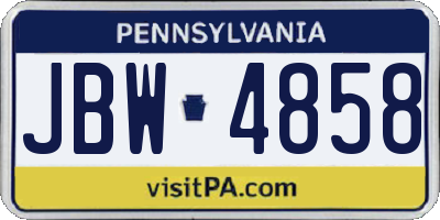 PA license plate JBW4858