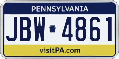 PA license plate JBW4861