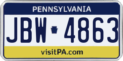 PA license plate JBW4863