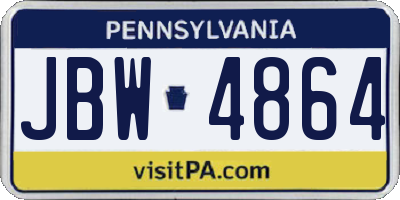 PA license plate JBW4864
