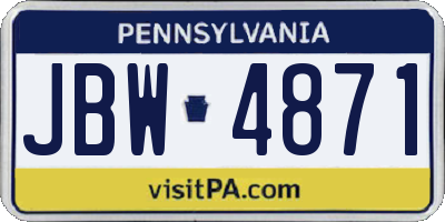 PA license plate JBW4871