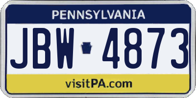 PA license plate JBW4873