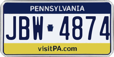 PA license plate JBW4874