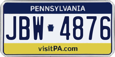 PA license plate JBW4876