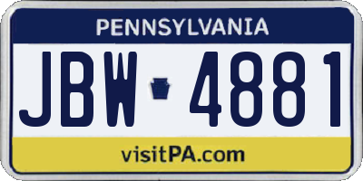 PA license plate JBW4881